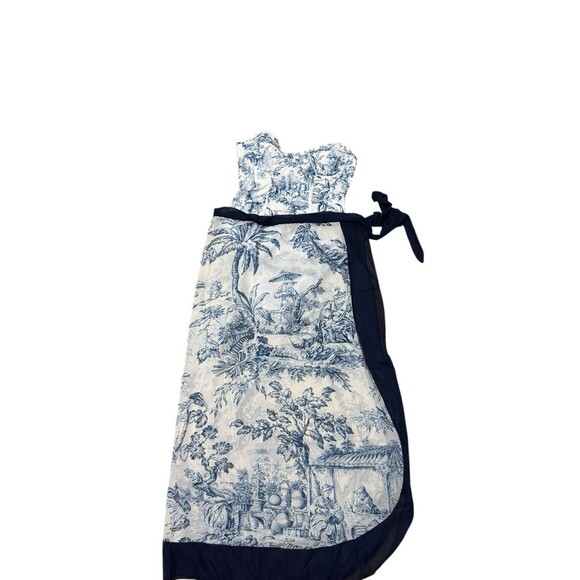 Jollkichay One Piece Blue And White Floral Swimsuit And Sarong Wrap Size L NWT - Picture 6 of 11